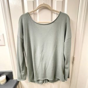 Green Cinch-Back Waffle-Knit Gilli Sweater